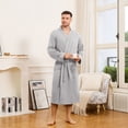 thumbnail image 7 of Vulcanodon Mens 100% Cotton Robe，Soft Lightweight Long Spa Bathrobe for Men (LIGHT GREY, 3XL/4XL), 7 of 7