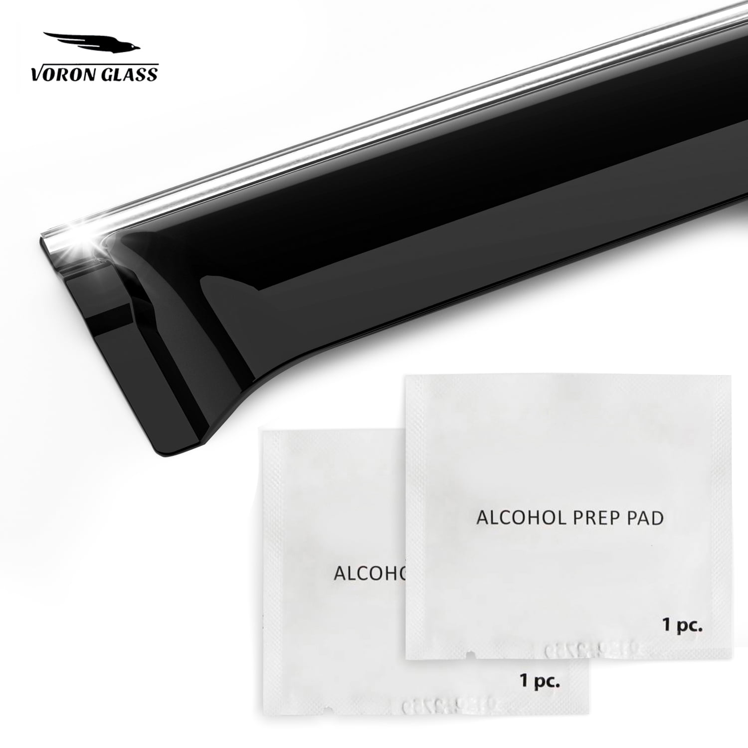 Voron Glass Chrome Trim Tape-on Extra Durable Rain Guards for Chevrolet (Chevy) Silverado 1500,2500,3500 2019-2026 Crew Cab, Window Deflectors, Vent Window Visors, 4 Pieces - 100486