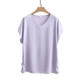 thumbnail image 5 of TEAJOPSUU Women's Pajama Top Comfy V-Neck Batwing Sleeve Loungewear Top Loose Fit Casual Sleepwear Blouse 3X-5X Purple, 5 of 5