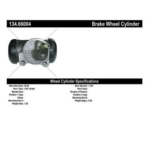Centric Parts Drum Brake Wheel Cylinder P/N:134.66004 Fits select: 1969-1970 CHEVROLET C10, 1966-1970 CHEVROLET C20