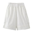 thumbnail image 2 of Girls Boyshorts Underwear Boys Solid Color breathable Bermuda Shorts Workwear Casual side zipper mesh baggy Shorts Children Summer Thin outdoor Travel Shorts White 14-15Y, 2 of 5