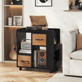 thumbnail image 2 of Renwick Modern Wooden Rolling Side Table with 2 Foldable Fabric Drawers and Magazine Racks, Black, 2 of 10