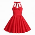 thumbnail image 1 of gdxvjhbj Robes pour Préadolescentes Robe Sans Manches Trapèze Mini pour Fille Froncée à Volants Évasée Robes Taille 9-10 (Rouge, 9-10 Ans), 1 of 6