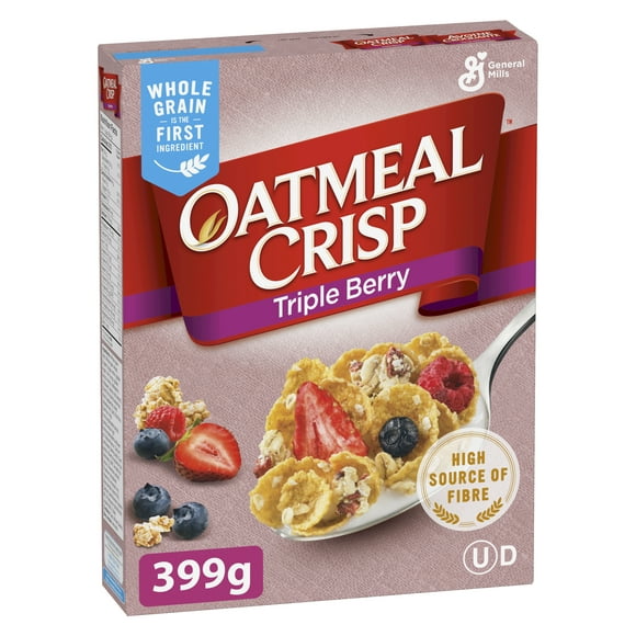 Oatmeal Crisp Breakfast Cereal, Triple Berry, High Fibre and Whole Grains, 399 g, 399 g