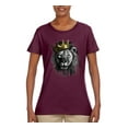 thumbnail image 2 of Wild Bobby, King Lion with Gold Crown Art, Animal Lover, Women Graphic Tee, Maroon, 3X-Large, 2 of 4