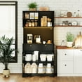 thumbnail image 6 of spanspace 70.9" Kitchen Pantry Storage Cabinet with Glass Doors,Tall Storage Cabinet with Power Outlet and LED Light for Dining Room Living Room, Black, 6 of 10