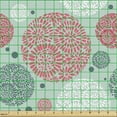 thumbnail image 2 of Ambesonne Polka Dot Fabric by the Yard Upholstery, Pastel Floral Circles, 3 Yards, Almond Green Coral and White, 2 of 5