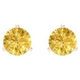 thumbnail image 3 of 2 ct Screw-Back Stud Earrings for Women | 6.5mm Round Cut Simulated Yellow Diamond | 18K Rose Gold, 3 of 5