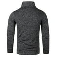 thumbnail image 4 of Mens Light Pullover Sweater 1/4 Buttons High Collar Long Sleeve Cotton Fleece Plain Sweatshirts Thermal Tops (Medium, Dark Gray), 4 of 4