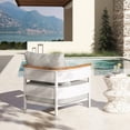 thumbnail image 3 of Miekor Furniture Rhodes 29" Upholstered Teak & Aluminum Patio Arm Chair Birch Gray Chenille 00024, 3 of 12