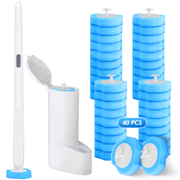 SUGARDAY Disposable Toilet Bowl Brush Cleaner 1 Pack with 40 Toilet Refills
