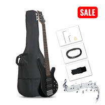 Tcbosik 5 String Electric Bass Guitar, Bass Beginner Kit with Bag, Strap, Amp Wire, Plectrum and Wrench Tool, Black