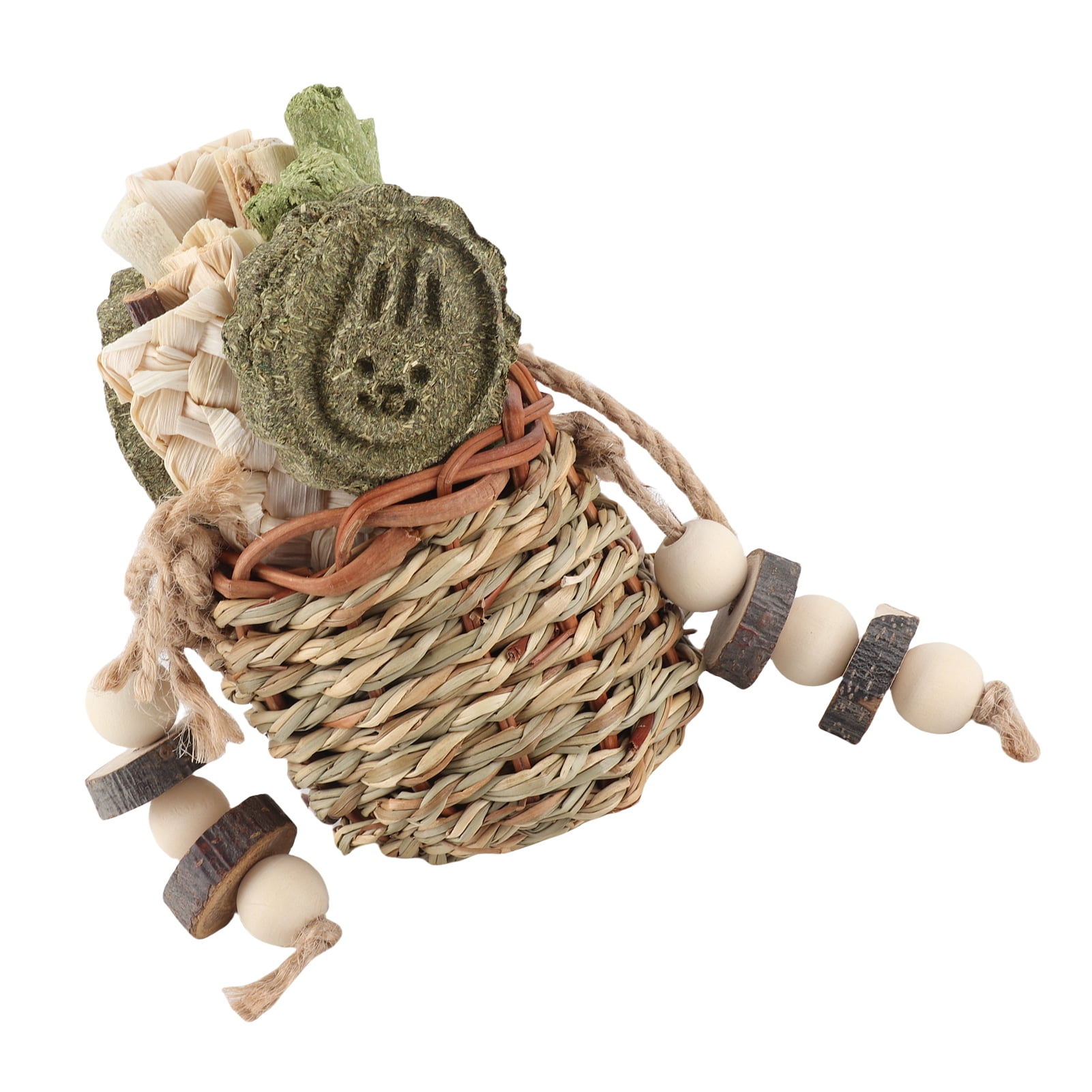 LAZIOEGR 19-Piece Hamster Chew Toys Set Natural Wood Applewood Sticks & Seagrass Basket Bunny Guinea Pig Chinchilla Molar Teeth Care 7.9 inches / 20 cm Length