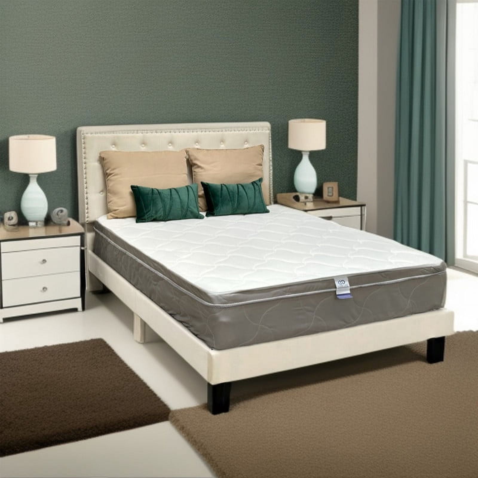 Oliver & Smith 8 Inch Full Size Mattress – Hybrid Bonnell Springs and High Density Foam – Medium Firm Euro Top Mattress in a Box – Polyester Cover – Ideal for Bunk Beds & Guest Rooms
