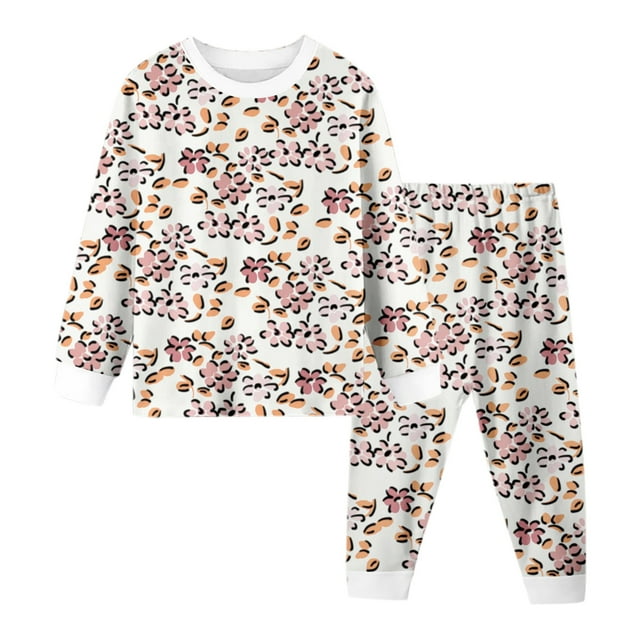 Toimothcn Ensemble de Pyjama pour Garçons Bébé Manches Longues Imprimé Floral Décontracté Pantalon Extensible 2 Pcs Ensembles de Pjs Braetahble Coupe Ample Tenue de Nuit Adaptée pour la Maison