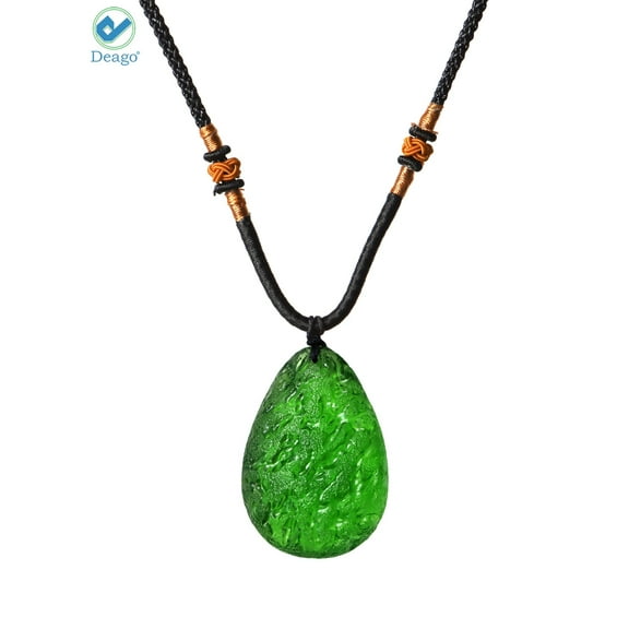 Deago Moldavite Necklace Crystal Natural Irregular Crystal Energy Stone Meteorite Czech Crystal Pendant Necklace for Women Men