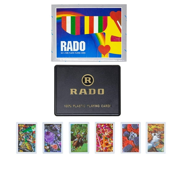 Rado Switzerland Rado - Pvc Playing Cards (4pcs) - 2 Sets Of Twin Packs | 100% Pvc Playing Cards Multicolor Playing Cards Packed In Plastic Container | Use For Party
