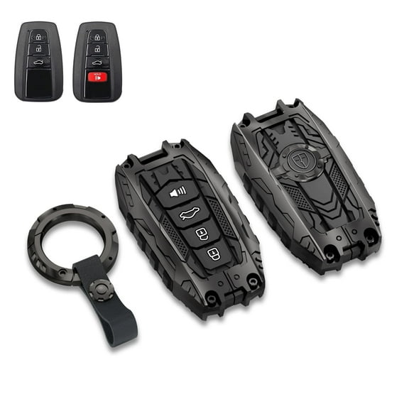 Metal Key Fob Cover Case Protector Compatible withr Toyota, Zinc Alloy Keychain Compatible with Toyota 2020-2024 Highlander 2018-2024 RAV4 Camry C-HR Corolla Avalon Prius GT86(Type B,4 Button Model)