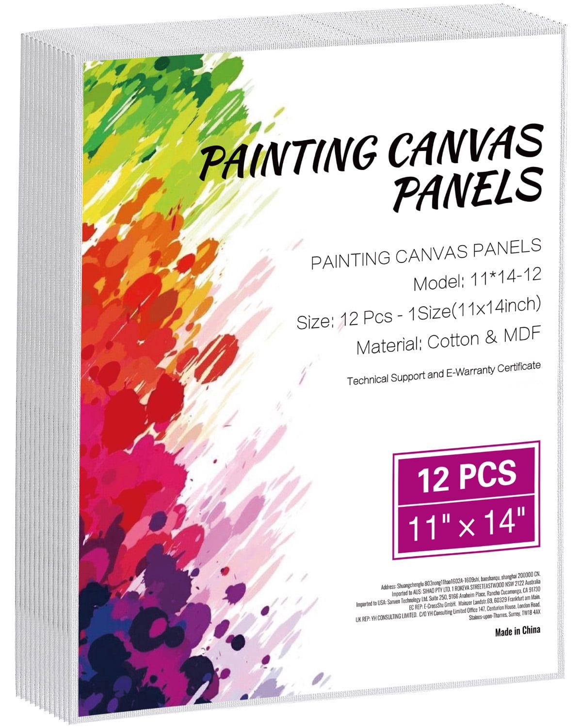 KFFKFF Artistic Canvas Boards, Dimension of 11 x 14 Inches, White Painting Surfaces, Set of 12, Suitable for Sketching, Acrylic and Oil Paints, Watercolor, Ideal for Children and Professional Artists