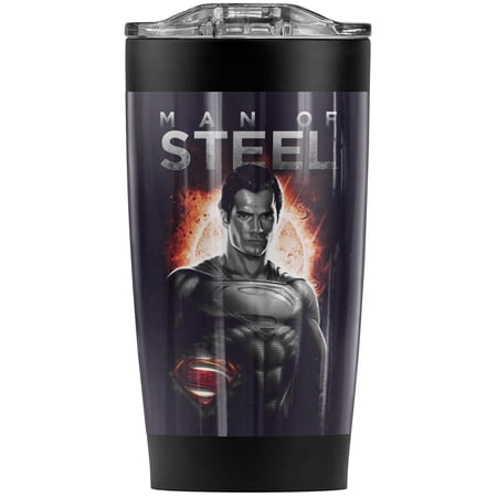 Superman Man Of Steel Sun Stainless Steel Tumbler 20 oz Coffee Travel Mug/Cup Vacuum Insulated & Double Wall with Leakproof Sliding Lid | Great for Hot Drinks and Cold Beverages