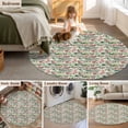 thumbnail image 5 of Round Rug 5Ft Washable Non-Slip, Vintage Flowers Circle Area Rugs for Living Room Bedroom, Spring Pink Green Floral Country Leaves Birds Indoor Floor Mats Carpet Runner for Home Decor Aesthetic, 5 of 8