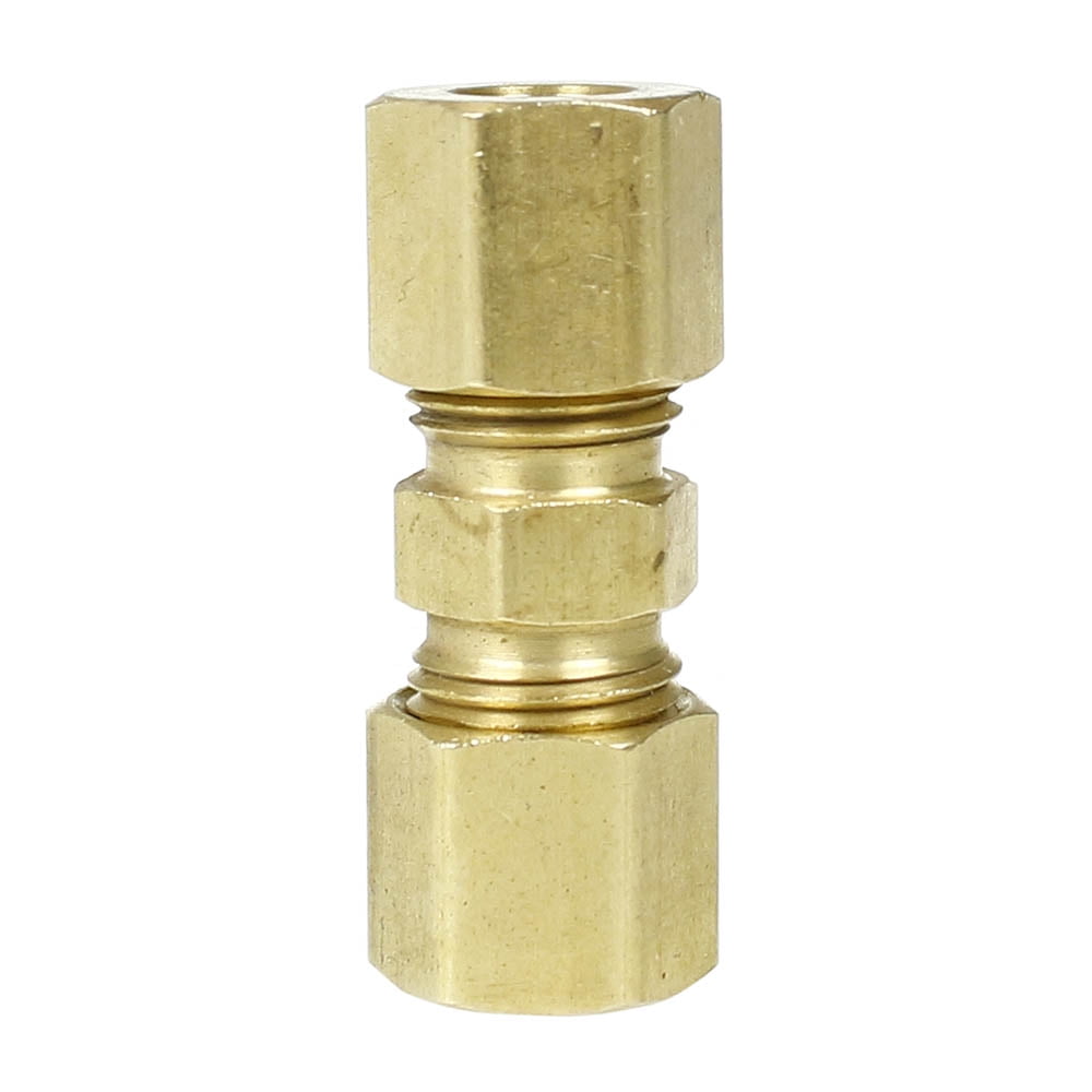 Union 1/4 OD x 1/4 OD Pack of 5 Vis Brass Compression Tube Fitting 