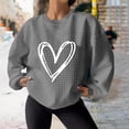thumbnail image 2 of DeHolifer Sweatshirts for Women Heart Graphic Print Crewneck Long Sleeve Oversized Sweatshirts Waffle Pullover Tops Gray L, 2 of 4