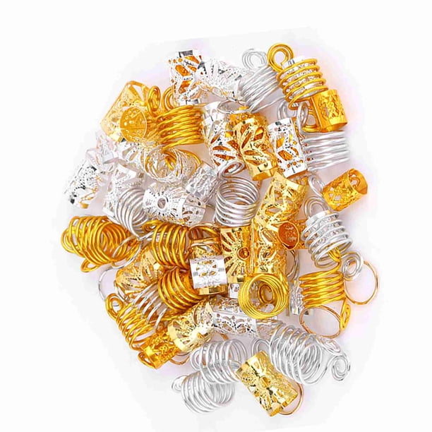 90 piezas de anillos para trenzas de pelo, pinzas para el pelo de tres capas, bucles de decoración para mujeres y niñas
