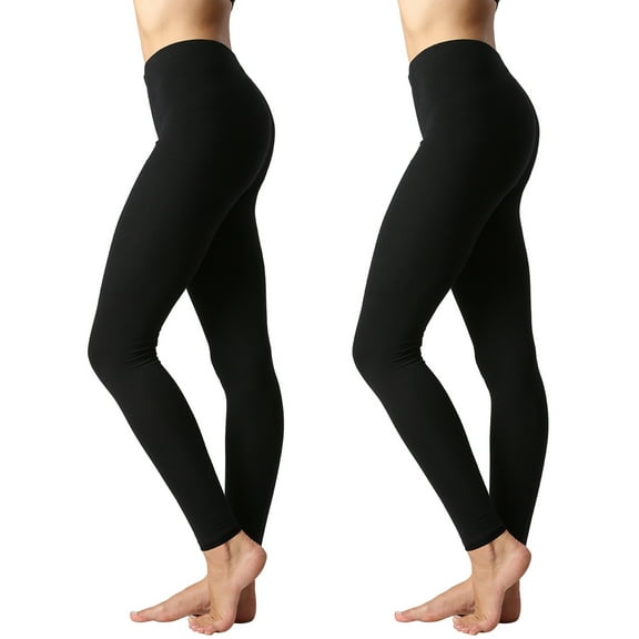 2 Packs of TheLovely Women Premium Cotton High Waist Full Length Leggings