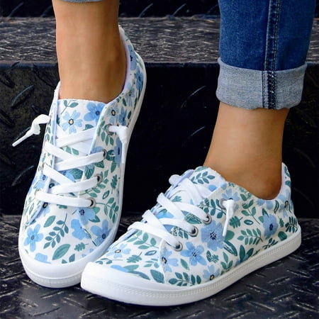 

Cathalem Women Shoes Fashion Floral Casual Shoes Flat Soft Soles Wear Casual Shoes Casual Shoes for Women Platform Sky Blue 8