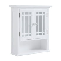Teamson Home Neal Wooden Wall Cabinet with 2 Glass Doors, White