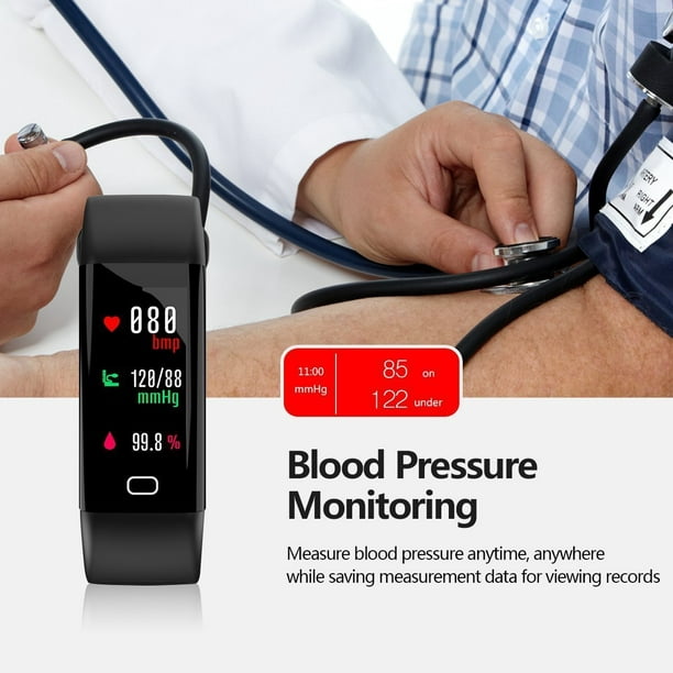 Tracker d'activité avec moniteur de fréquence cardiaque, moniteur de  pression artérielle, IP68, écran couleur étanche, moniteur d'activité,  montre de fitness pour femmes et hommes