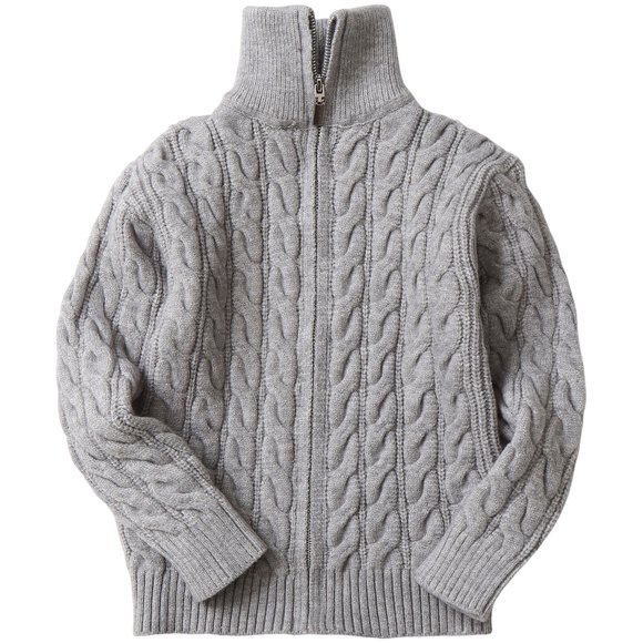 Zshosam Cardigan en Tricot pour Tout-Petit Garçon Cardigan pour Garçons Chandail pour Tout-Petit en Tricot Torsadé à Manches Longues Boutonné Chandail Épais Taille 7T 8T,(Gris Pâle 7-8 Ans)