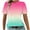 Hot Pink#, variant on Fmbrln Womens Summer Short Sleeve T-Shirts Fashion Crew Neck Gradient Print Tops Casual Loose Vacation Beach Tees