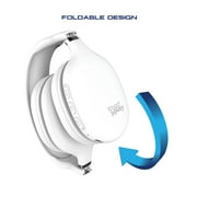 SoundPlay Foldable Wireless Headphones, Bluetooth Over-Ear Headset with Built-in Mic, White