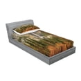 thumbnail image 2 of Ambesonne Nature Fitted Sheet & Pillow Sham Set, Yosemite Falls Trees, Twin, Orange Green, 2 of 2