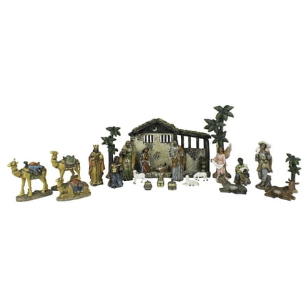 24-Piece Black Life-Like Nativity Scene
