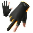 thumbnail image 2 of Breathable Non Slip Sun Gloves Half Finger Two Finger Cut for Fishing Cycling Hiking Orange One Size, 2 of 4