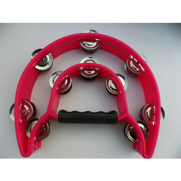 Double Row Tambourine with Metal Jingles ABS Plastic Hand Rhythm