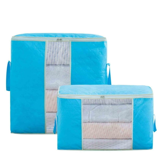 Bolsa organizadora de ropa de gran capacidad, con tela gruesa, para edredones, mantas y ropa de cama, plegable, con cremallera resistente y ventana transparente, ideal para viajes.