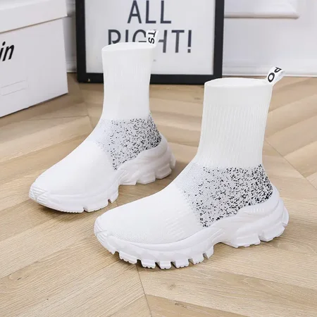 

Women‘s Casual Sneakers Color-block Sock Boots Thick Sole Knit Boots