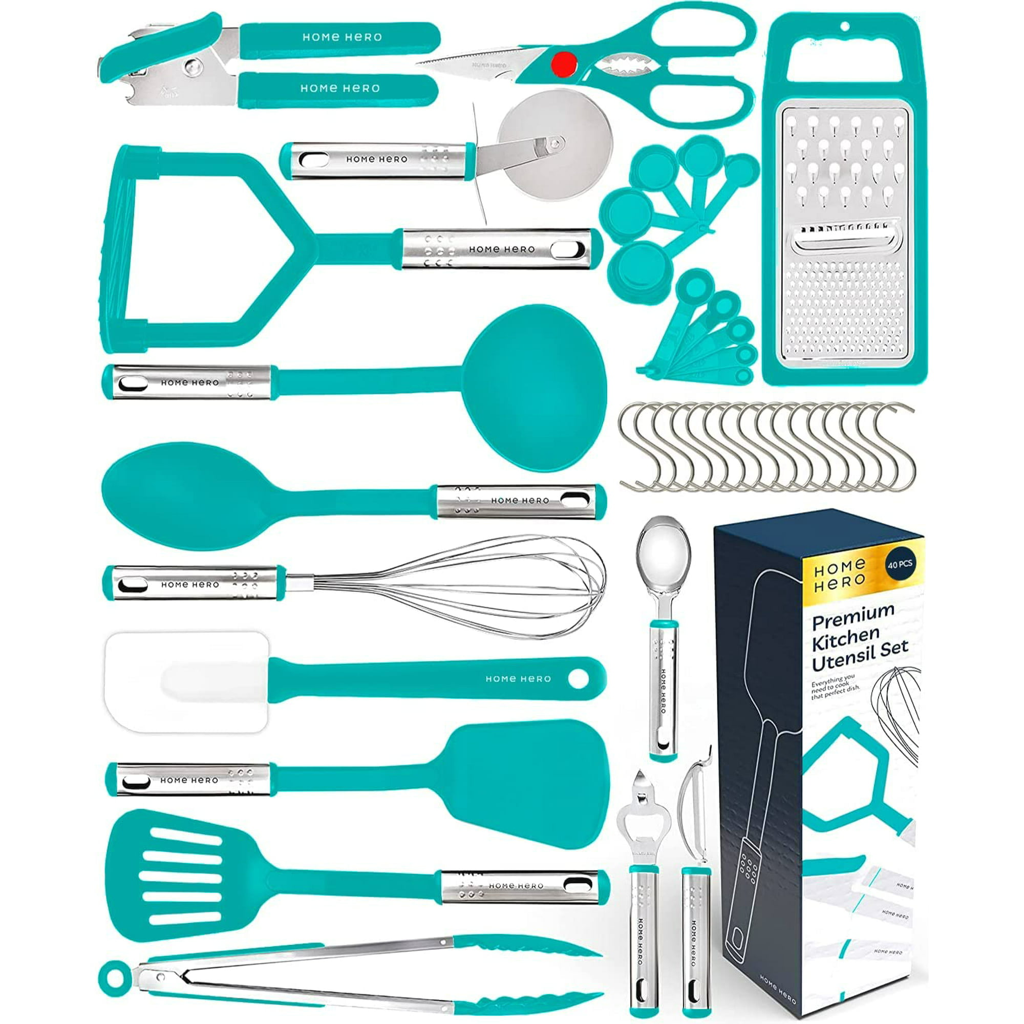 Home Hero - Kitchen Utensils - Cooking Utensil Set - Kitchen Gadgets Set, 25 Pcs, Navy, Size: Multi, Blue