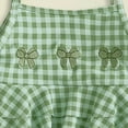 thumbnail image 6 of KPOPLK Toddler Baby Girl Swimsuit Bow Embroidery Checkered Print Ruffle Bikini Sleeveless Bathing Suit Swimwear toddler Swimwear under $5(15-18 Months,Green), 6 of 6