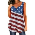 thumbnail image 2 of OAVQHLG3B 4th of July Outfits for Women American Flag T Shirt Summer Tops for Women Sleeveless Love Heart O-Neck Patriotic Shirts Printing Relaxed Tops, 2 of 4