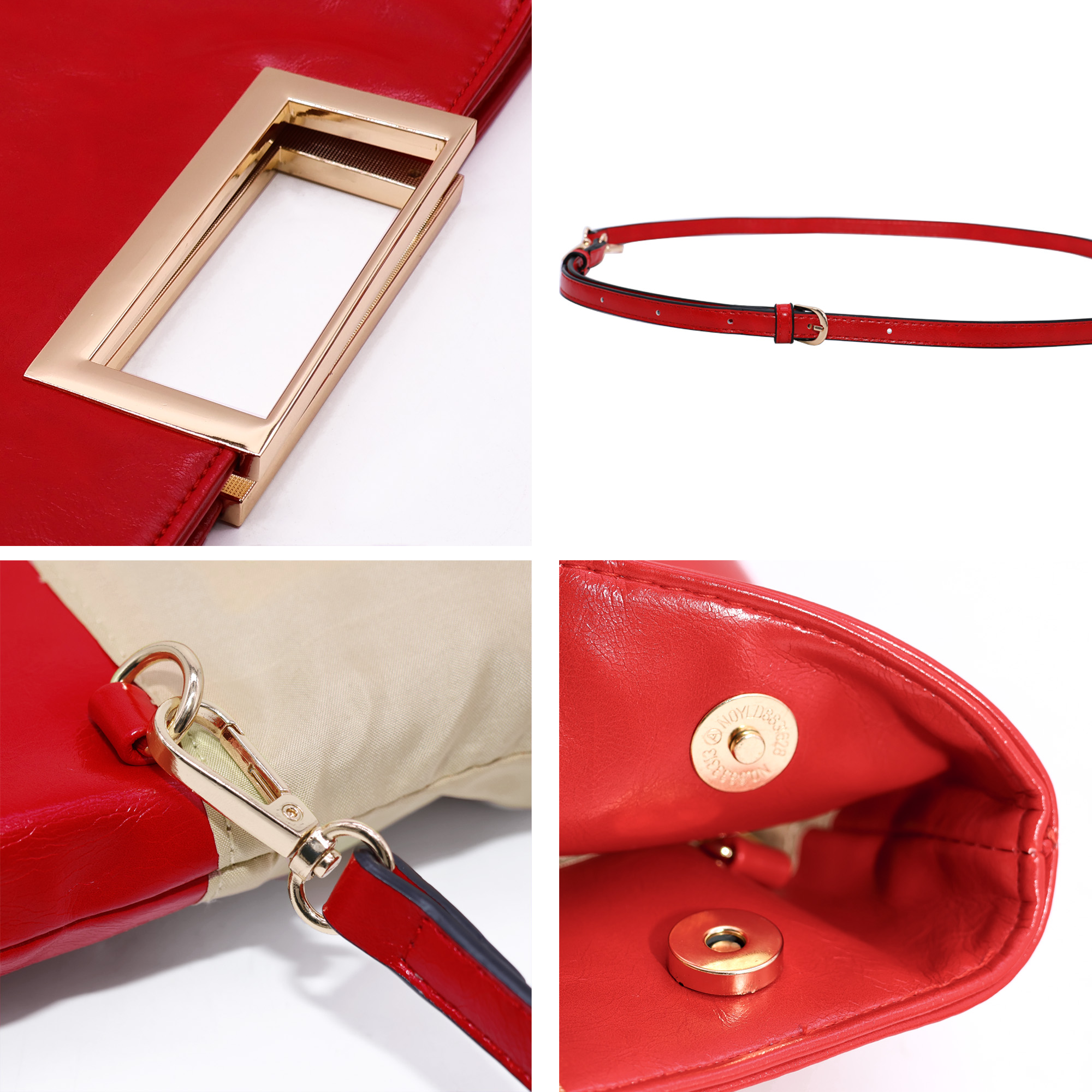 Milisente Women Top Handle Clutch Purse PU Leather Envelope Evening Bags For Formal Party Work（Red)