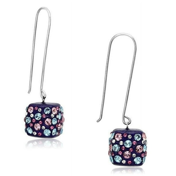 Alamode VL089 Women High Polished Stainless Steel Earrings with Top Grade Crystal in Multi Color