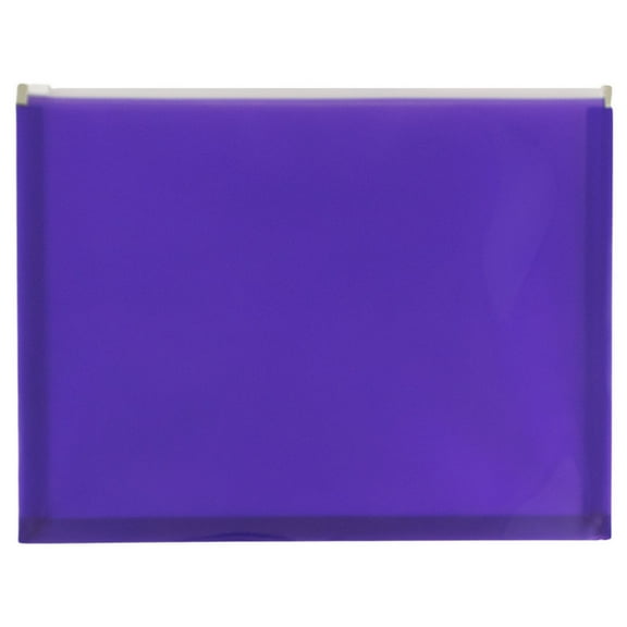 JAM Paper Plastic Zip Envelopes, 9.75 x 13, Purple, 12/Pack