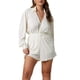 thumbnail image 2 of Conjunto De Señoras Plisadas Cuello En V Manga Larga Color Puro Pantalones De Pierna Ancha Ropa De Mujer De 2 Piezas Blanco M, 2 of 6