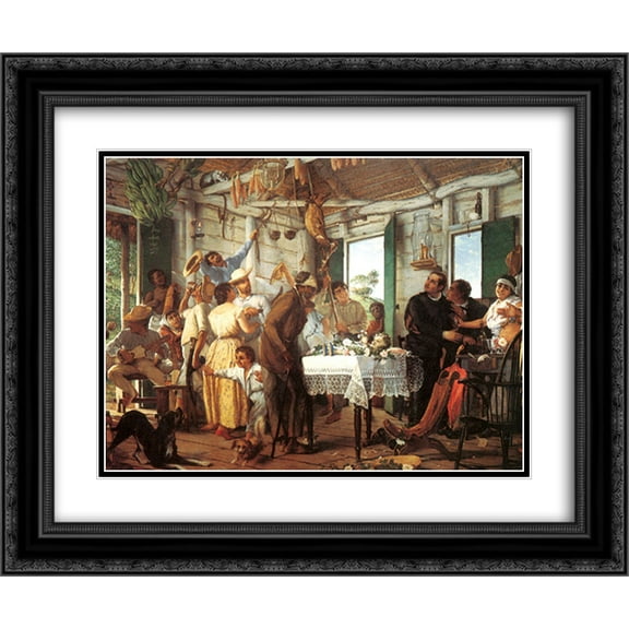 Francisco Oller 2x Matted 24x20 Black Ornate Framed Art Print 'The Wake'