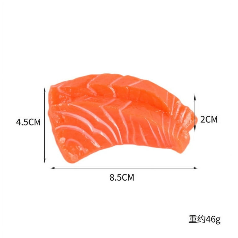 Set De 4 Réplicas De Salmón En Lonchas – Figuras De Comida Artificial De 8.4x4.5x2 Cm, Decoración Realista Para Vitrinas, Fotografía Y Juegos Educativos